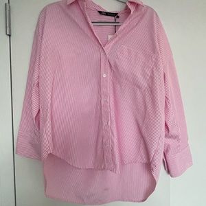 Zara Red Stripped Button Down Shirt - NWT